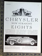 1930 CHRYSLER STRIAGHT EIGHT DELUXE ROADSTER LUXURY AUTO ART DECO CAR AD FC6001
