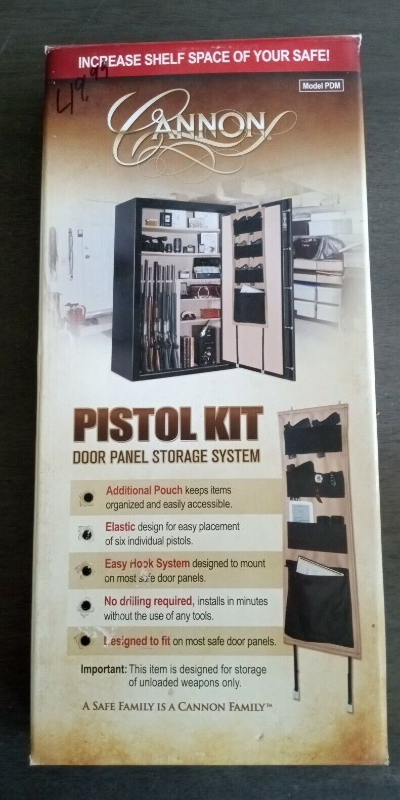 Cannon Pistol Kit Door Panel Storage System Model PDM Easy Install
