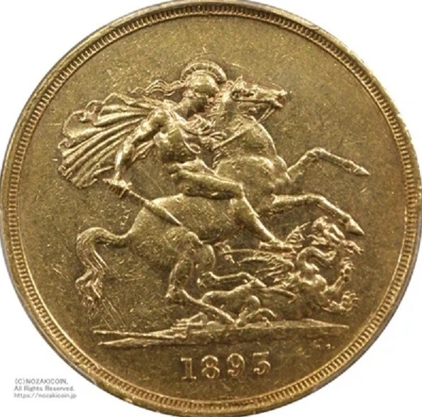 UK Queen Victoria Old Head 5 Pound Gold Coin 1893 PCGS AU50 - Image 4 of 4