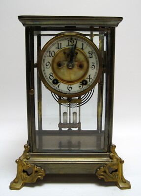 Antique New Haven Crystal Regulator Clock Open Escapement