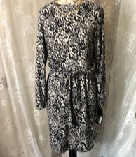 NWT Nine West Long Sleeve Black and Ivory Patterned Dress Size 4