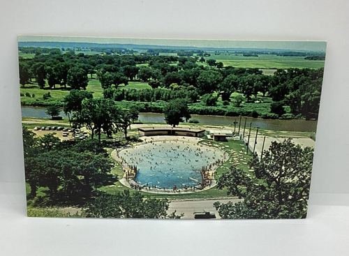Postcard Riverside Park Pool Sioux City Iowa River Interstate 29 L68 - Bild 1 von 2
