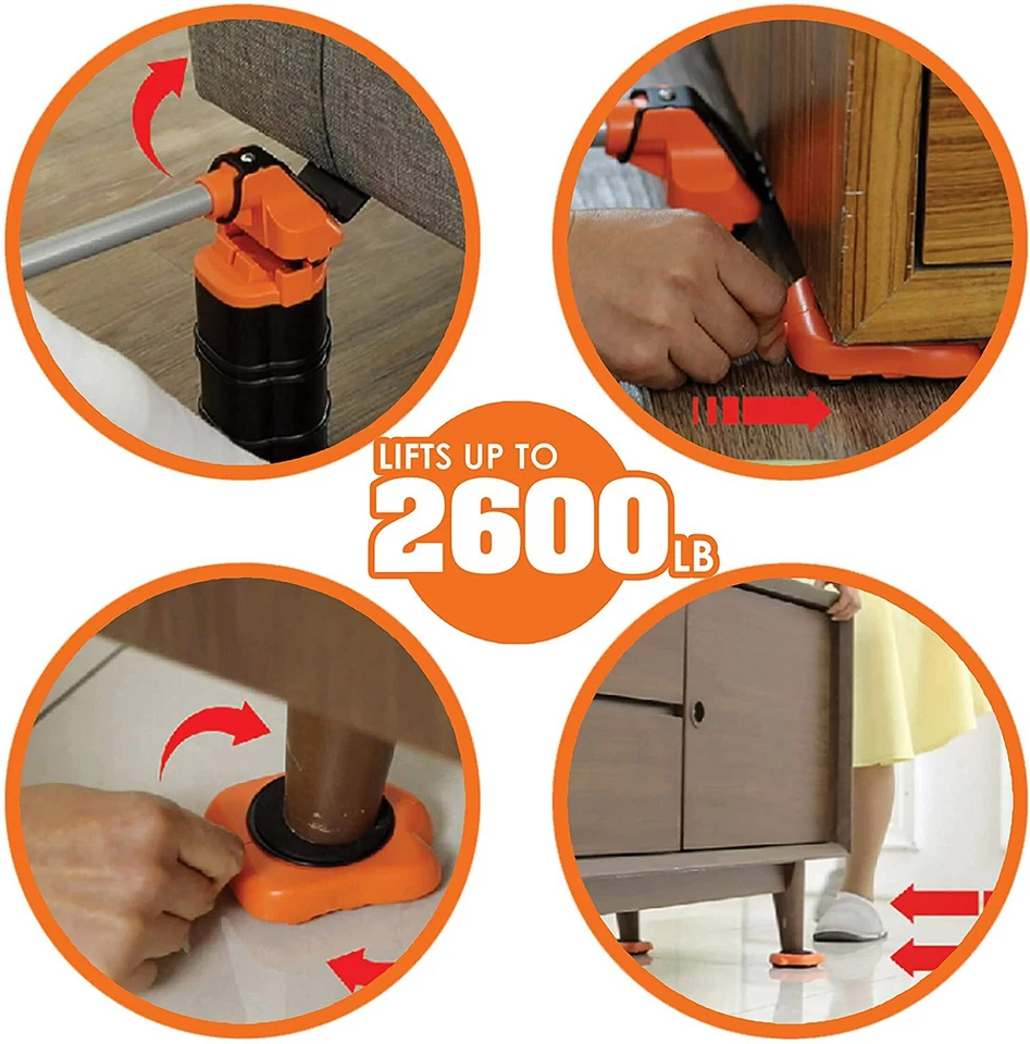 Furniture Heavy Duty Lifter  movers  4 sliders for moving  rollers as seen on tv - Image 3 of 4