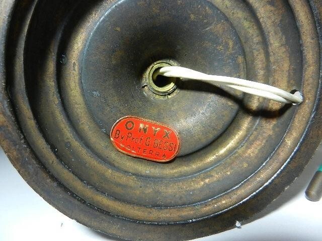 Antique ONYX By Prof. G.BESSI VOLTERRA Electric Oil Lamp Antique