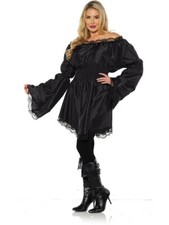 Women's Versatile Black Medieval Peasant Shirt Costume