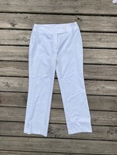 NEW Escada Pure White Wide Leg Cotton Full-length Slacks Pants  Size 40