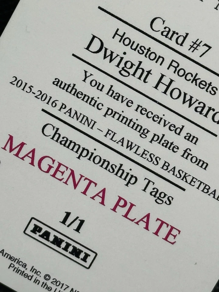 ☄️Dwight Howard 1/1 2015-16 Panini Flawless Magneta Printing Plate 👀🔥📈 - Image 3 of 3