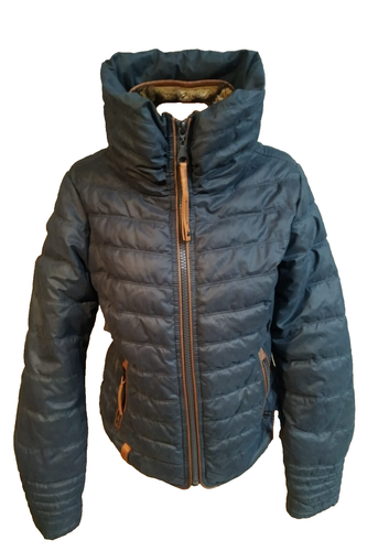 Naketano Damen warme Winterjacke Gr. M blau Reißverschluss großer Kragen