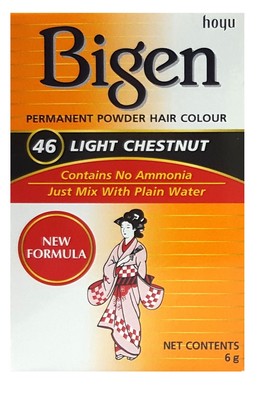 Bigen Permanent Powder Haarfarbe NEW FORMULA- Light Chestnut 46 -6g FREI VERSAND