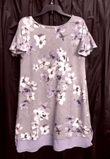 S SMALL RUFFLE SOFT HACCI STRETCH KNIT CHIFFON VERA WANG GRAY GOWN NIGHTGOWN NEW