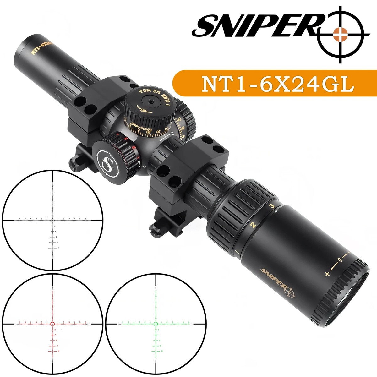 sniper様6045×1ケ6035×2ヶ Sniper NT 1-6X24 Rifle Red/Green Illuminated Precision Scope