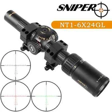 Sniper NT1-6X24 Tactical Rifle Scope Red/Green Illuminated 30mm Tube MOA reticle