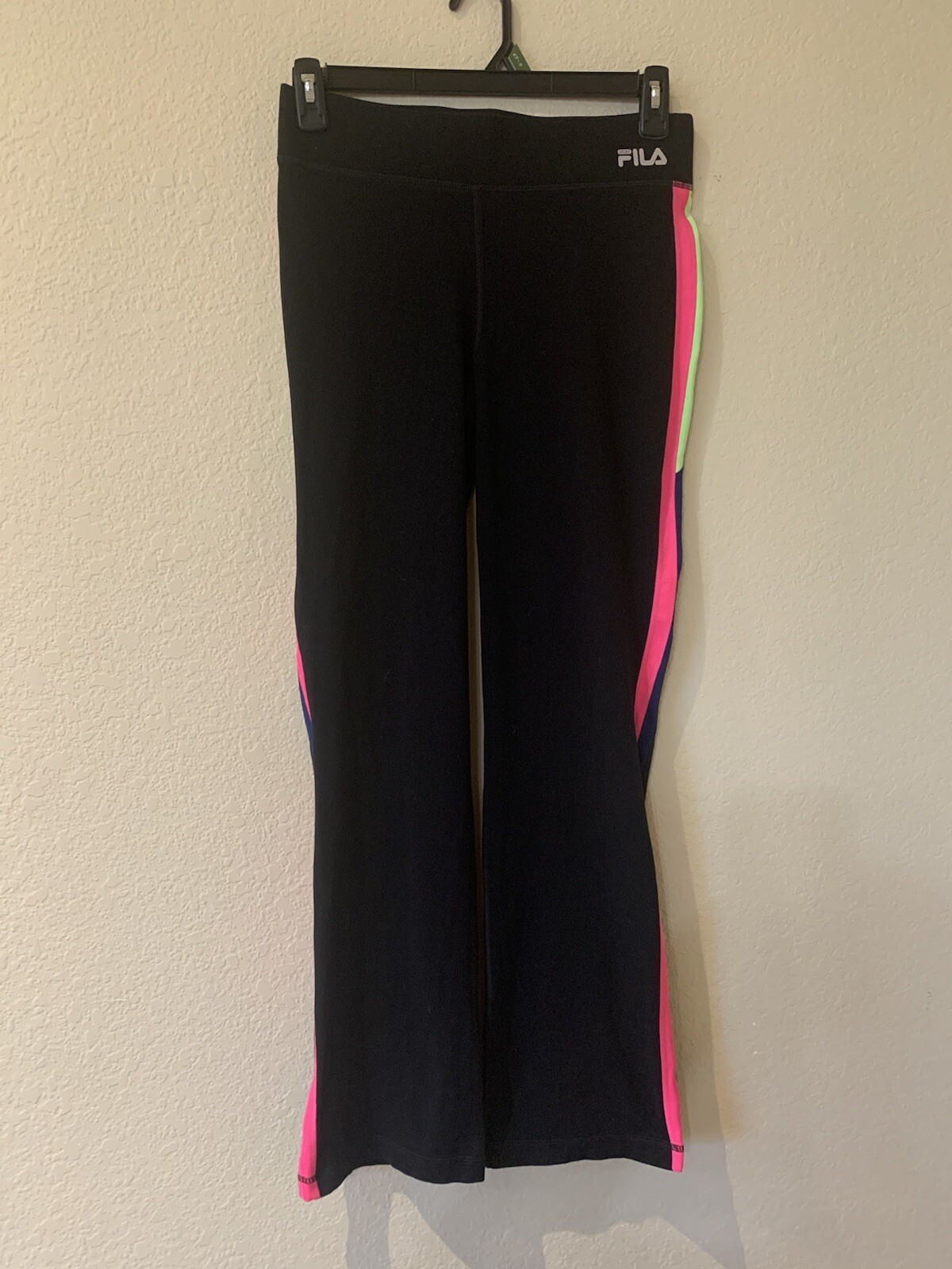 Inserti laterali Fila Sport Live In Motion nuovi senza etichette neri al neon taglia media