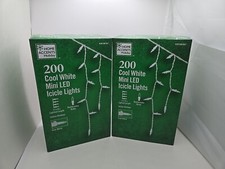 2PK Home Accents Holiday 17.6ft 200 Lights Cool White Mini LED Icicle Christmas.