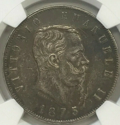 ITALY 1875 M BN 5 LIRA IN EXCELLENT CONDITION , aUNCIRCULATED ..NGC ERROR