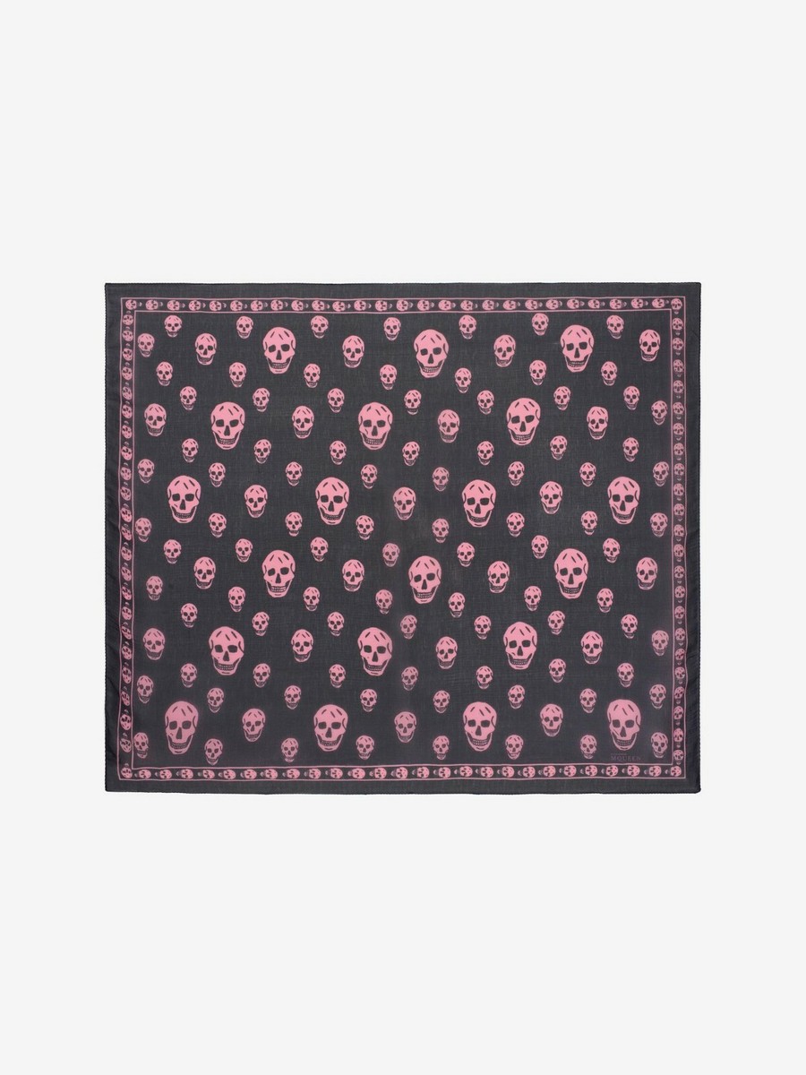 Alexander McQueen Navy and Pink Silk Chiffon Skull Scarf | eBay