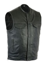 MENS MOTORCYCLE PREMIUM LEATHER OUTLAW MC CLUB BIKER VEST w/ GUN POCKETS- K3C