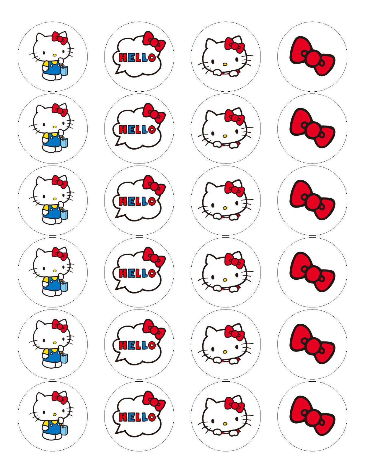 24 Hello Kitty Stickers Round Labels for Bag Lollipop Party Favors Birthday