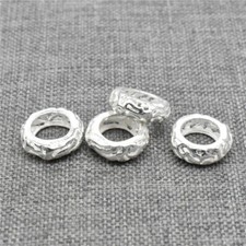 10 pièces de perles de pneu spirale texturées en argent sterling 925 pour