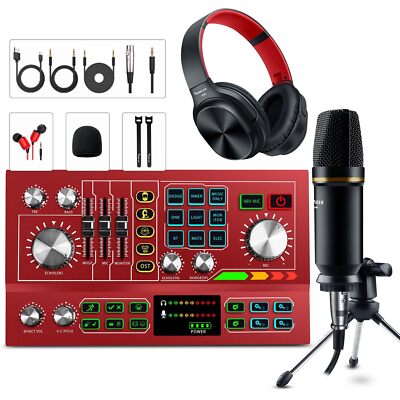 Podcast Equipment Bundle Audio Interface DJ Mixer High-End Grade 48V Phantom