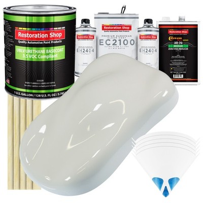 Linen White LOW VOC Urethane Basecoat Paint Gallon Kit & European Clear Coat