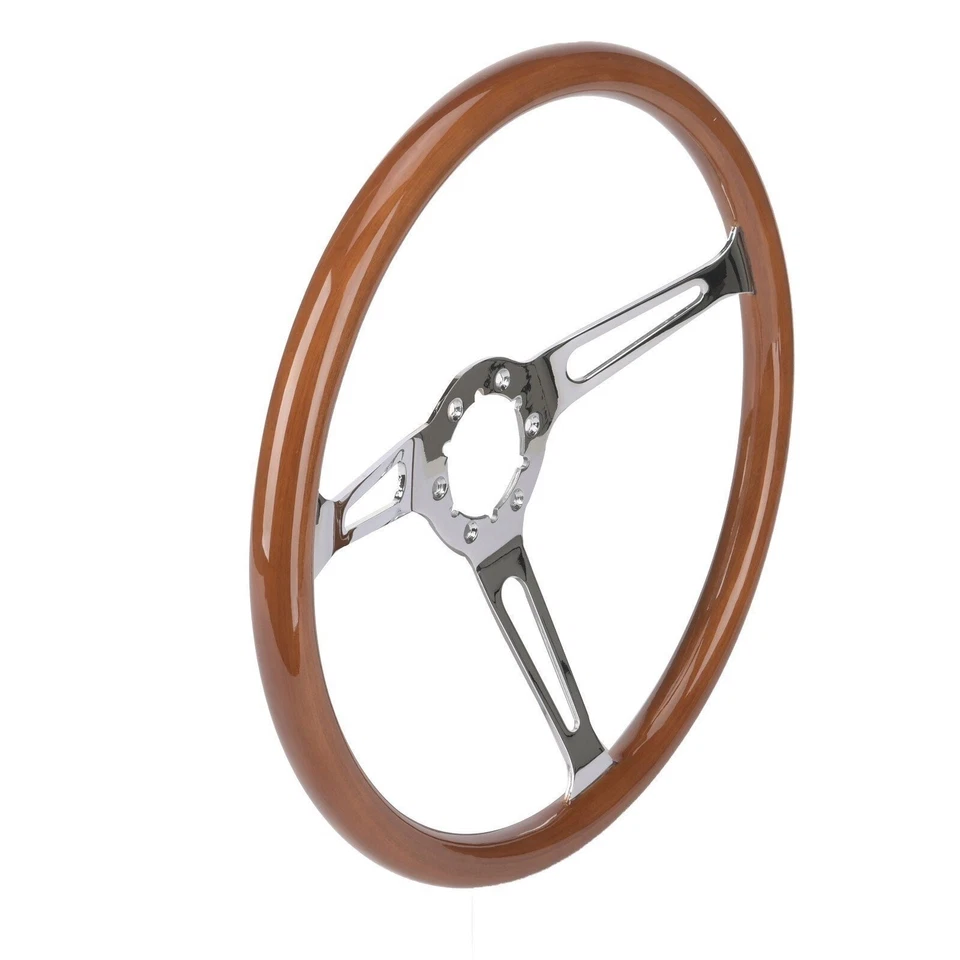 Volante de nogal con radios divididos cromados para Chevrolet Corvette 1963-1982 Foto 2 de 4