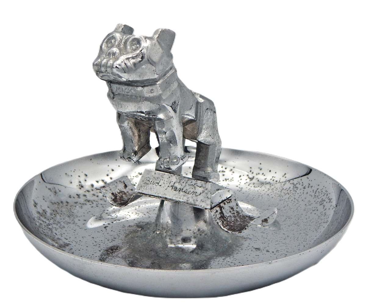 70's ヴィンテージ マックトラック ブルドッグ 灰皿 小物 VTG Mack Truck Chrome Bulldog Hood Ornament Cigar Ashtray Chicago