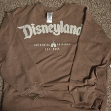 Disney Disneyland Brown Crewneck Graphic Print Pullover Sweatshirt Women's M