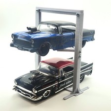 1:24 Scale Two Post Car Lift For Displaying Scale Model Cars Garage White Marble