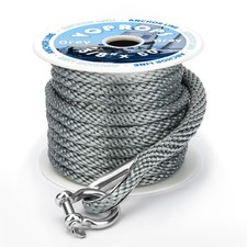 Anchor Line 3/8 inch 50ft. Grey Double Braided Nylon MFP Boat Anchor Rope  6529