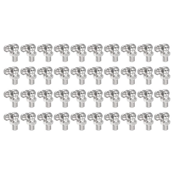 90-Grad-Hydraulik-Schmiernippel Aus Vernickeltem Eisen,M6 X 1Mm Gewinde,40 StüCk-image