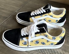 Vans Old Skool Żółte płótno Niebieskie oczy Czarne zamszowe trampki Rozmiar 7,5 MĘSKIE 9 DAMSKIE