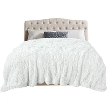 TOONOW Extra Soft Fuzzy Faux Fur Blanket Queen Size 78"x90", Reversible Light...