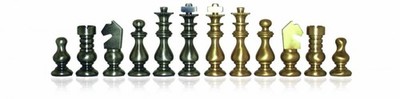 Italfama Chess Pieces Brass Gold-Plated/Silver-Plated King 6,5cm Italy