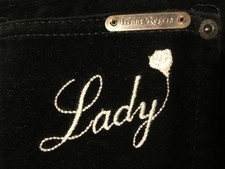 ONE OF A KIND, UNWORN VINTAGE BLACK VELVET KENNY ROGERS PANTS, SIZE SMALL