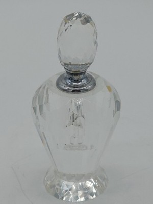 Vintage Cut Crystal Faceted Perfume Bottle Screw Top Stopper Flea Bite