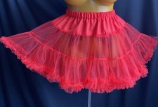 Forever  FIFTIES Double Layered Underskirt, Red Satin & Ultra Sheer Mesh, UK L
