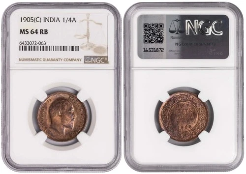 i-650666 British India ¼ Anna 1905 C. NGC MS 64 RB