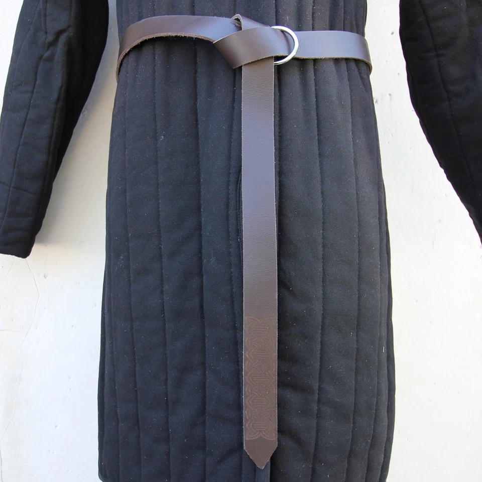 Cinturón largo de caballeros renacentistas medievales vikingos tejido de agricultores de cuero hecho a mano Foto 2 de 4