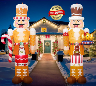 2 Pcs 8 FT Christmas Inflatables Nutcrackers Outdoor Decoration 2025 NEW LED