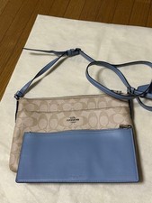 COACH Shoulder Bag F58216 Beige and Light Blue