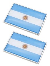 2 Pcs 3D Argentina Flag Metal Car Stickers - Chrome Decals - 2.3 x 2.3