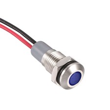 Signal Indicator Light AC/DC 12-24V 8mm Blue LED Metal Shell
