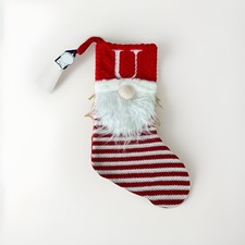 Red Christmas Gonk Stocking With Alphabet Letter U