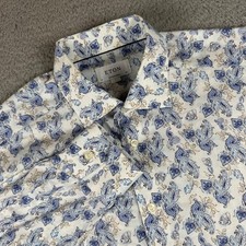 Eton Lightweight Twill Paisley Slim Fit Dress Shirt Size 42 16.5 Lightweight
