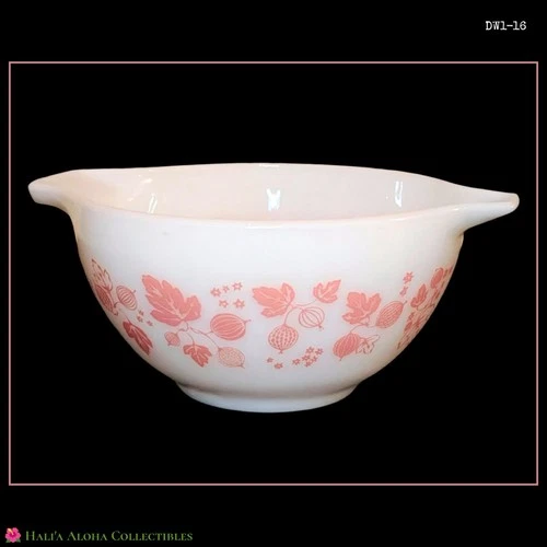 VINTAGE Pyrex Pink Gooseberry Cinderella Nesting Bowl #441 White 1-1/2 Pint