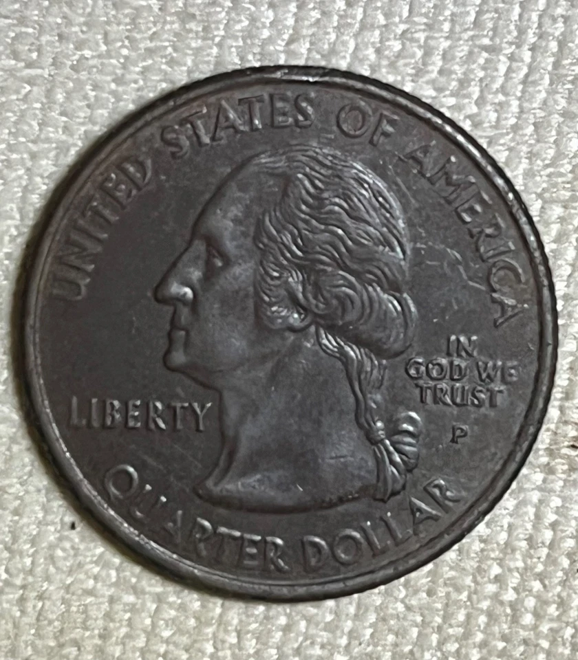 2001 US QTREPIC New York DOUBLE STRUCK-STRIKE THRU-DIE CRaCK REV-DDO ,BLACK” Qtr - Image 2 of 2