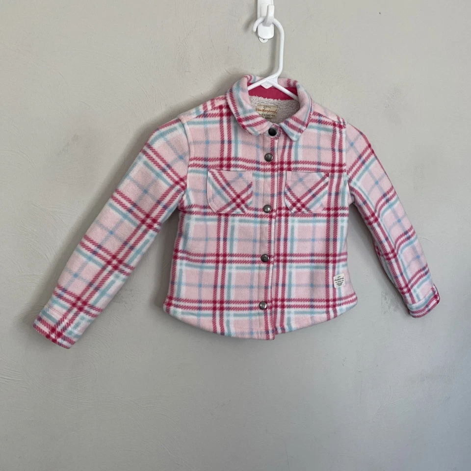 Weatherproof Vintage Girls XS 5/6 Fleece Lined Button Up Shirt Pink Shacket - Image 2 of 4