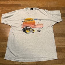 Vintage 90s Single Stitch USA Made Graphic Racing Tee Sunset Men’s XL White