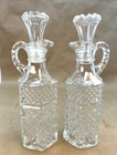 Set of 2 Vtg Cruet Anchor Hocking Wexford Glass Bottles with Stoppers MCM